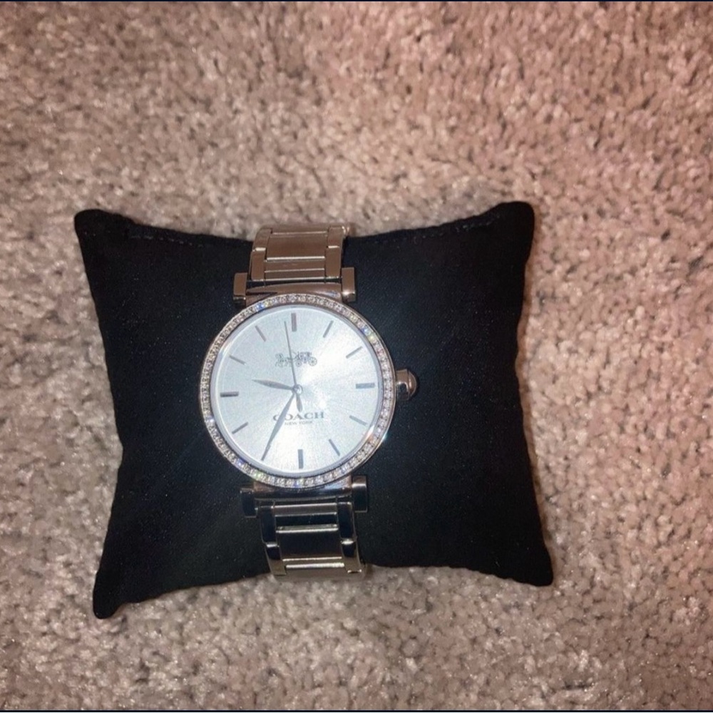 Coach Silver-Tone Watch with Crystal Details